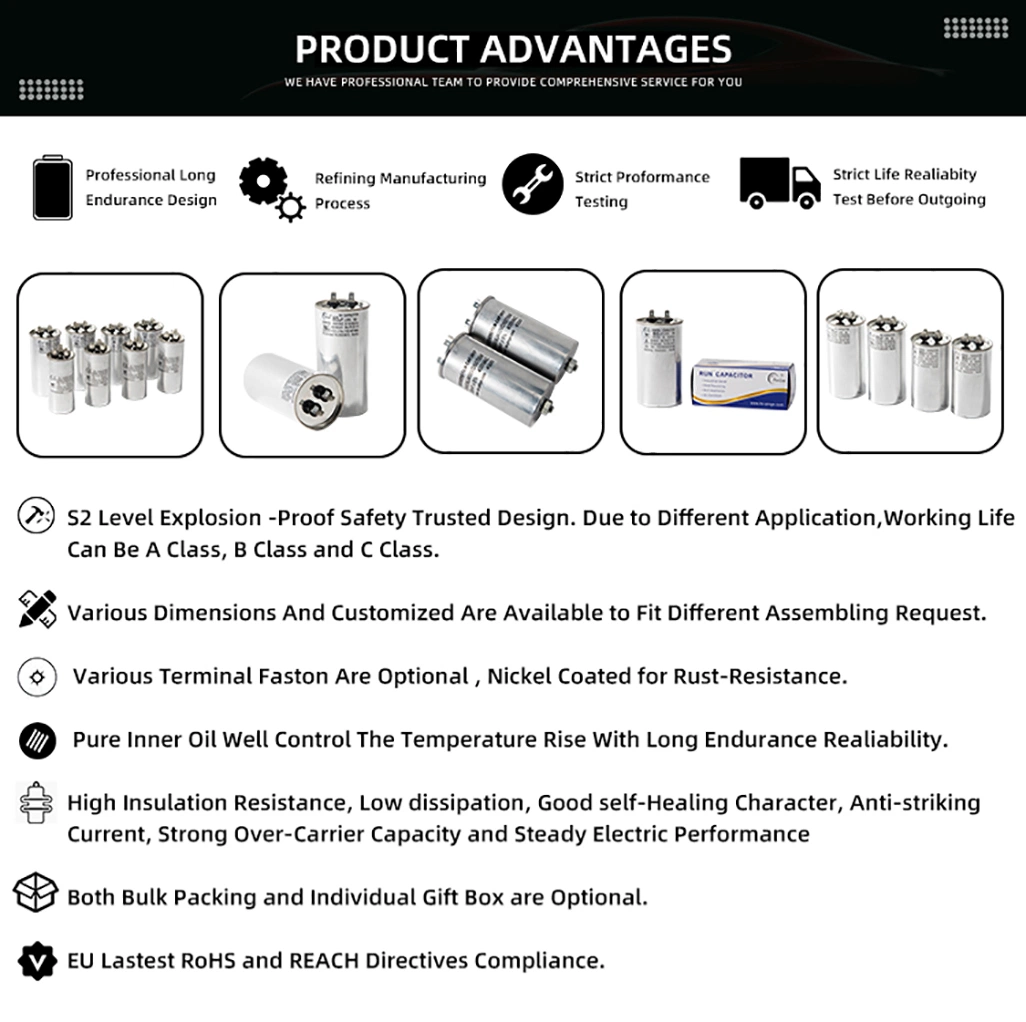 Factory Ks Pinge Cbb65 Motor Round AC Motor Capacitor Air Conditioner Parts